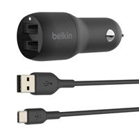 Belkin USB-A autolader, 24W 1m USB-C kab