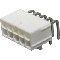 Molex 39300100 Mini-Fit Jr. Header, Dual Row, Right-Angle, with Snap-in Plastic Peg PCB Lock, 10 Circuits, PA Polyamide