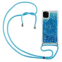 Lunso Backcover hoes met koord - iPhone 12 / iPhone 12 Pro - Glitter Blauw