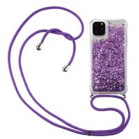 Lunso Backcover hoes met koord - iPhone 12 Pro Max - Glitter Paars