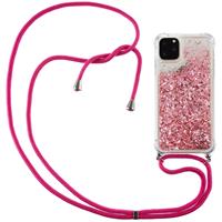 Lunso Backcover hoes met koord - iPhone 12 Pro Max - Glitter Roze