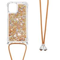 Lunso Backcover hoes met koord - iPhone 13 - Glitter Goud