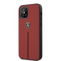 Ferrari Scuderia - Lederen backcover hoes - iPhone 12 / iPhone 12 Pro - Rood + Lunso Tempered Glass