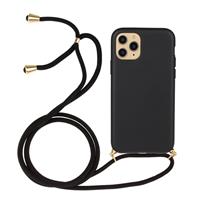 Lunso Backcover hoes met koord - iPhone 12 / iPhone 12 Pro - Zwart