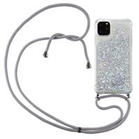 Lunso Backcover hoes met koord - iPhone 12 Pro Max - Glitter Zilver