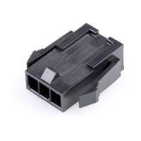 Molex 436400300 Micro-Fit 3.0 Plug Housing, Single Row, 3 Circuits, UL 94V-0, Panel Mount Ears, Low-Halogen, Black