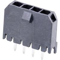 Molex 436500427 Micro-Fit 3.0 Vertical Header, 3.00mm Pitch, Single Row, 4 Circuits, with PCB Polarizing Peg, Tin, Glow-W