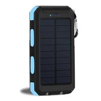 Stuff Certified Solar Charger 20.000mAh met Zaklamp - Externe Powerbank Zonnepaneel Noodaccu Batterij Oplader Zon Blauw