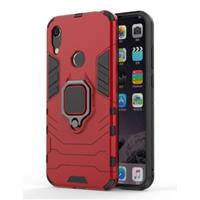 Keysion Huawei Y6 2019 Hoesje - Magnetisch Shockproof Case Cover Cas TPU Rood + Kickstand