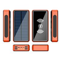 Stuff Certified Qi Draadloze Solar Powerbank met 4 Poorten 80.000mAh - Ingebouwde Zaklamp - Externe Noodaccu Batterij Oplader Charger Zon Oranje