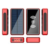 Stuff Certified Qi Draadloze Solar Powerbank met 4 Poorten 80.000mAh - Ingebouwde Zaklamp - Externe Noodaccu Batterij Oplader Charger Zon Rood