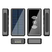 Stuff Certified Qi Draadloze Solar Powerbank met 4 Poorten 80.000mAh - Ingebouwde Zaklamp - Externe Noodaccu Batterij Oplader Charger Zon Zwart