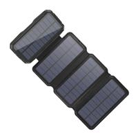 LEIK 26800mAh Draagbare Solar Powerbank 4 Zonnepanelen - Flexibele Zonne-energie Batterij Oplader 7.5W Zon Zwart