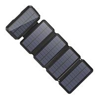 LEIK 26800mAh Draagbare Solar Powerbank 5 Zonnepanelen - Flexibele Zonne-energie Batterij Oplader 7.5W Zon Zwart