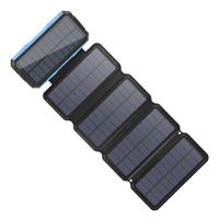 LEIK 26800mAh Draagbare Solar Powerbank 5 Zonnepanelen - Flexibele Zonne-energie Batterij Oplader 7.5W Zon Blauw