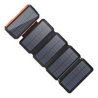 LEIK 26800mAh Draagbare Solar Powerbank 5 Zonnepanelen - Flexibele Zonne-energie Batterij Oplader 7.5W Zon Oranje