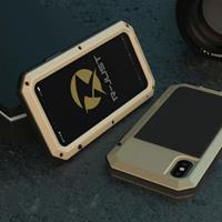 R-JUST iPhone 12 360° Full Body Case Tank Hoesje + Screenprotector - Shockproof Cover Goud