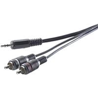 speakaprofessional SpeaKa Professional SP-7870368 Cinch / Jackplug Audio Aansluitkabel [2x Cinch-stekker - 1x Jackplug male 3.5 mm] 3.00 m Zwart