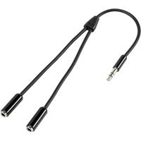 speakaprofessional SpeaKa Professional SP-7870032 Jackplug Audio Aansluitkabel [1x Jackplug male 3.5 mm - 2x Jackplug female 3.5 mm] 20.00 cm Zwart SuperSoft-mantel