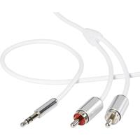 speakaprofessional SpeaKa Professional SP-7870088 Cinch / Jackplug Audio Aansluitkabel [2x Cinch-stekker - 1x Jackplug male 3.5 mm] 0.80 m Wit SuperSoft-mantel