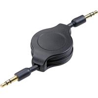 speakaprofessional SpeaKa Professional SP-7869796 Jackplug Audio Aansluitkabel [1x Jackplug male 3.5 mm - 1x Jackplug male 3.5 mm] 1.10 m Zwart Incl. oproller, Vergulde