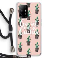 CaseCompany Cactus quote: Oppo A94 5G Transparant Hoesje met koord