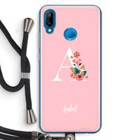 CaseCompany Pink Bouquet: Huawei P20 Lite Transparant Hoesje met koord