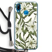 CaseCompany Wit bloemenpatroon: Huawei P20 Lite Transparant Hoesje met koord