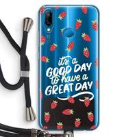 CaseCompany Don't forget to have a great day: Huawei P20 Lite Transparant Hoesje met koord