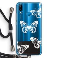 CaseCompany White butterfly: Huawei P20 Lite Transparant Hoesje met koord