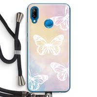 CaseCompany White butterfly: Huawei P20 Lite Transparant Hoesje met koord