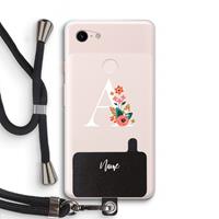 CaseCompany Pink Bouquet: Pixel 3 XL Transparant Hoesje met koord