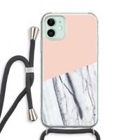 CaseCompany A touch of peach: iPhone 11 Transparant Hoesje met koord