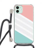 CaseCompany Strepen pastel: iPhone 11 Transparant Hoesje met koord