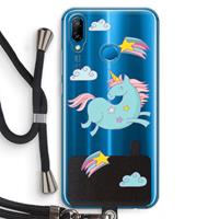 CaseCompany Vliegende eenhoorn: Huawei P20 Lite Transparant Hoesje met koord