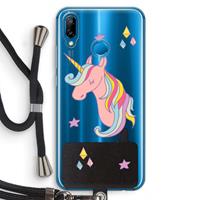 CaseCompany Roze eenhoorn: Huawei P20 Lite Transparant Hoesje met koord