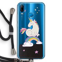 CaseCompany Regenboog eenhoorn: Huawei P20 Lite Transparant Hoesje met koord