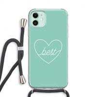 CaseCompany Best heart pastel: iPhone 11 Transparant Hoesje met koord