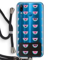 CaseCompany Smiley watermeloenprint: Huawei P20 Lite Transparant Hoesje met koord