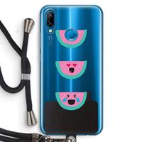 CaseCompany Smiley watermeloen: Huawei P20 Lite Transparant Hoesje met koord