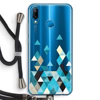 CaseCompany Gekleurde driehoekjes blauw: Huawei P20 Lite Transparant Hoesje met koord