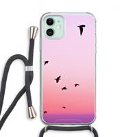 CaseCompany Fly away: iPhone 11 Transparant Hoesje met koord