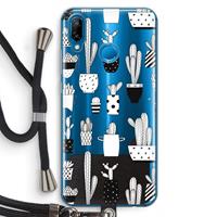 CaseCompany Cactusmotief: Huawei P20 Lite Transparant Hoesje met koord