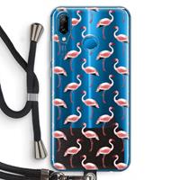 CaseCompany Flamingoprint groen: Huawei P20 Lite Transparant Hoesje met koord