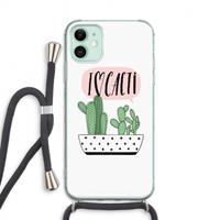 CaseCompany I love cacti: iPhone 11 Transparant Hoesje met koord