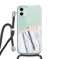 CaseCompany A touch of peach: iPhone 11 Transparant Hoesje met koord