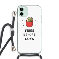 CaseCompany Fries before guys: iPhone 11 Transparant Hoesje met koord