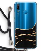 CaseCompany Gouden marmer: Huawei P20 Lite Transparant Hoesje met koord