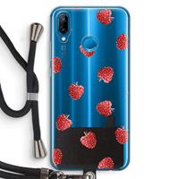 CaseCompany Framboosjes: Huawei P20 Lite Transparant Hoesje met koord