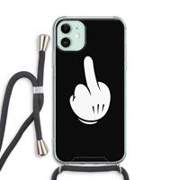 CaseCompany Middle finger black: iPhone 11 Transparant Hoesje met koord